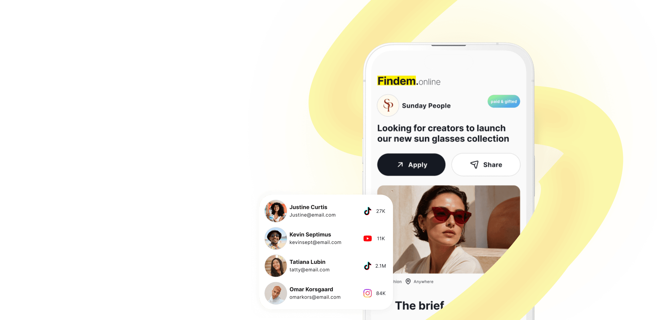Creator brief on a phone with applicants overlapping